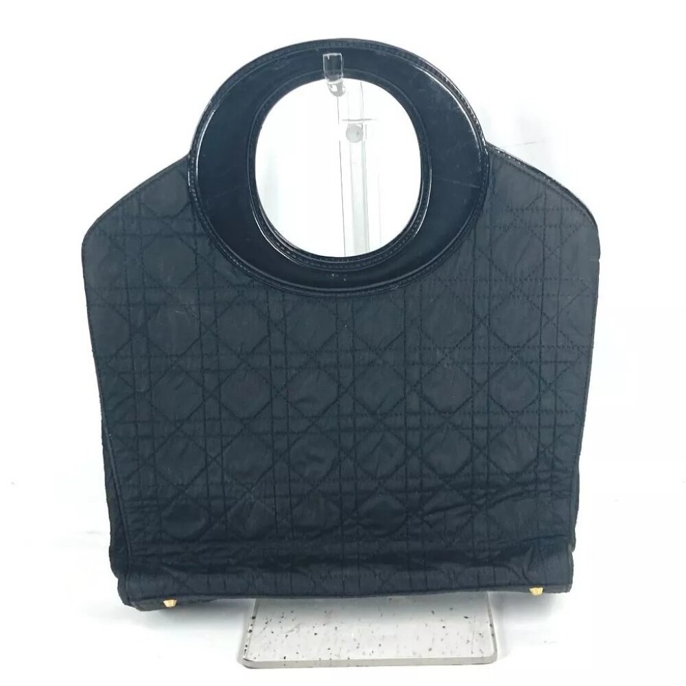 Auth Dior vintage Cannage Quilted Bag Hand Bag Leather / Nylon Black - Picture 6 of 13